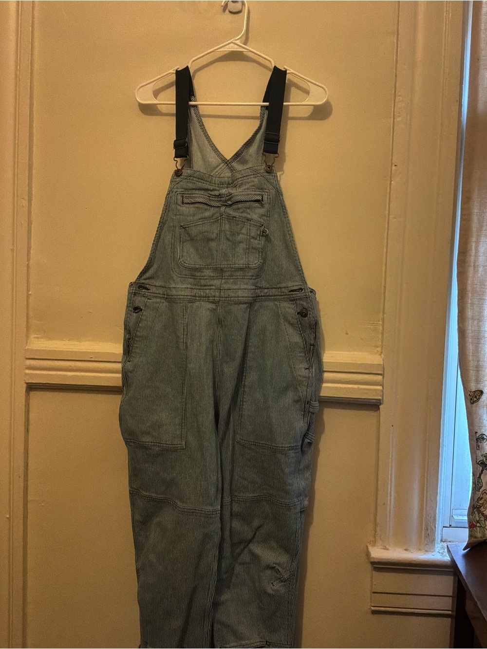 Duluth Trading Co Light Blue Denim Overalls with Blue Straps